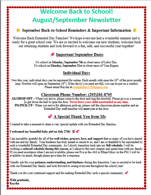 Ext Day August/September
