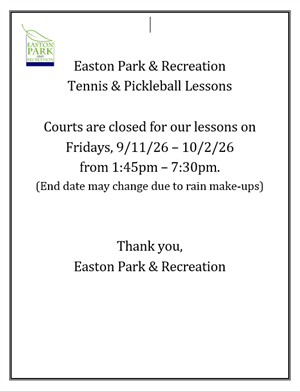 Tennis & Pickleball Lessons - Courts Closed Friday Afternoons